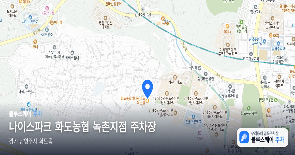 나이스파크 화도농협 녹촌지점 주차장 위치 지도
