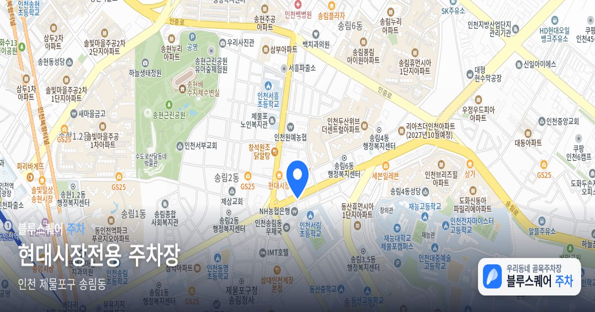 현대시장전용 주차장 위치 지도