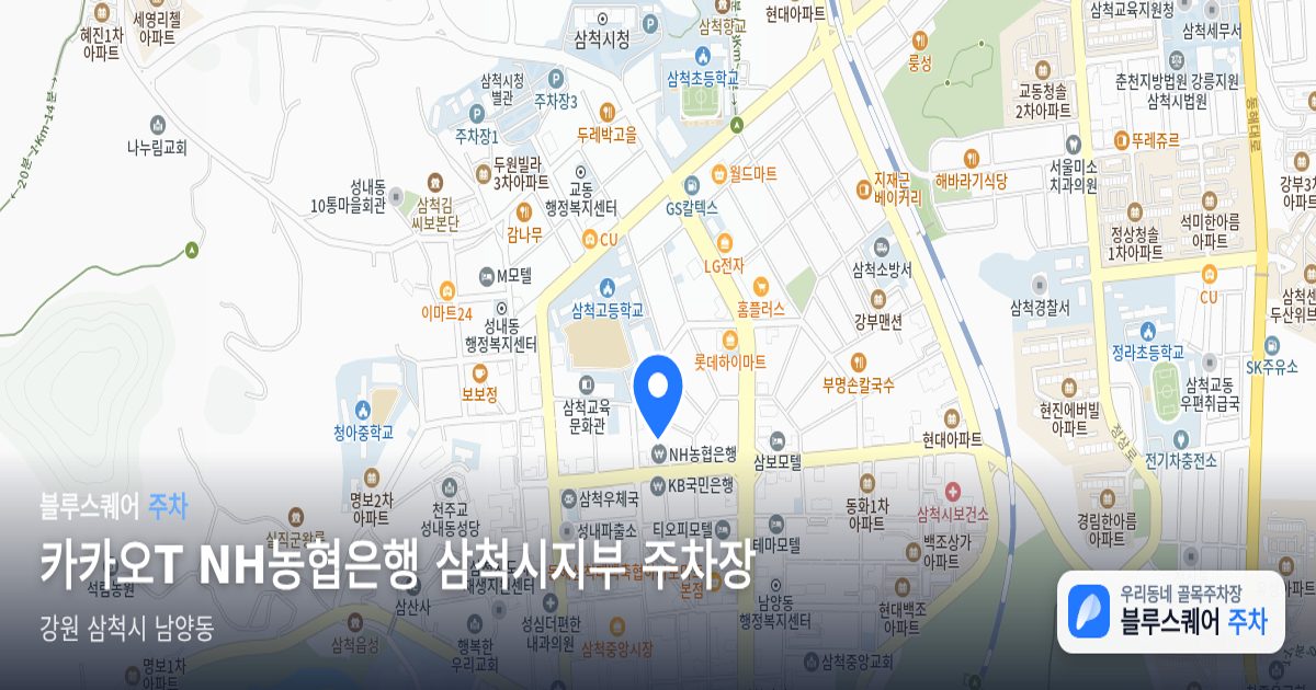 카카오T NH농협은행 삼척시지부 주차장 위치 지도