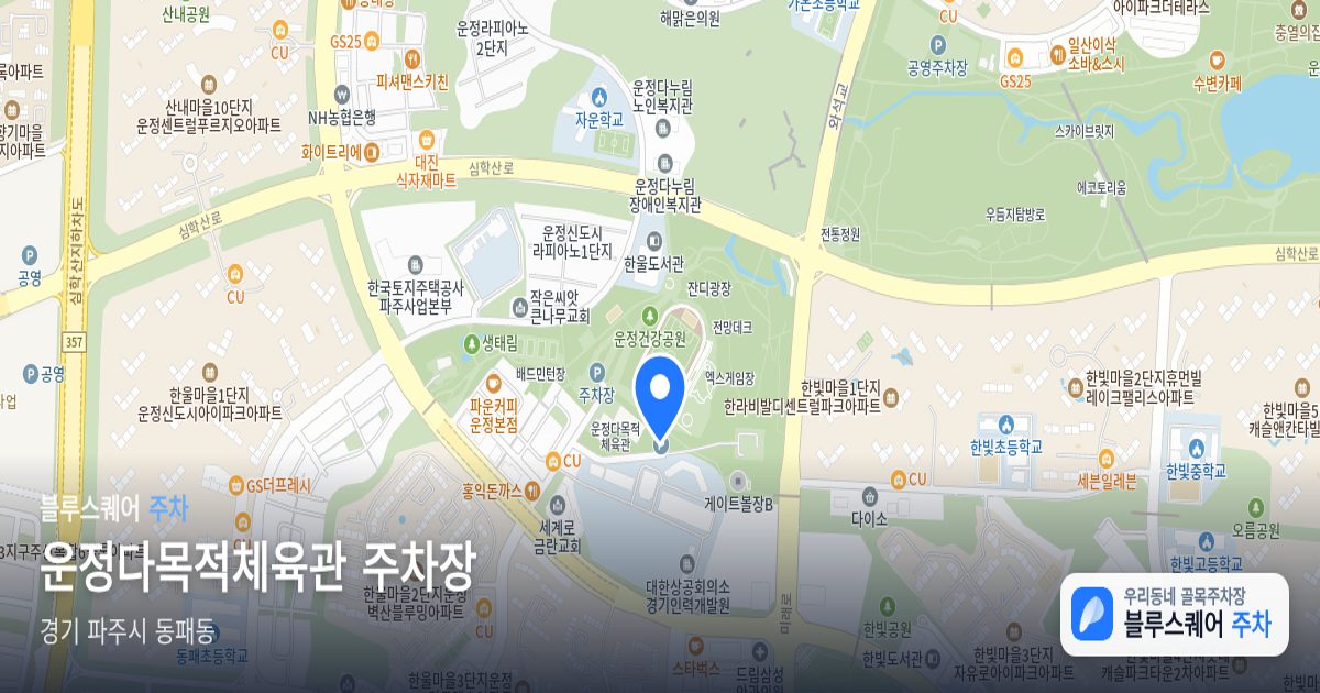 운정다목적체육관 주차장 위치 지도