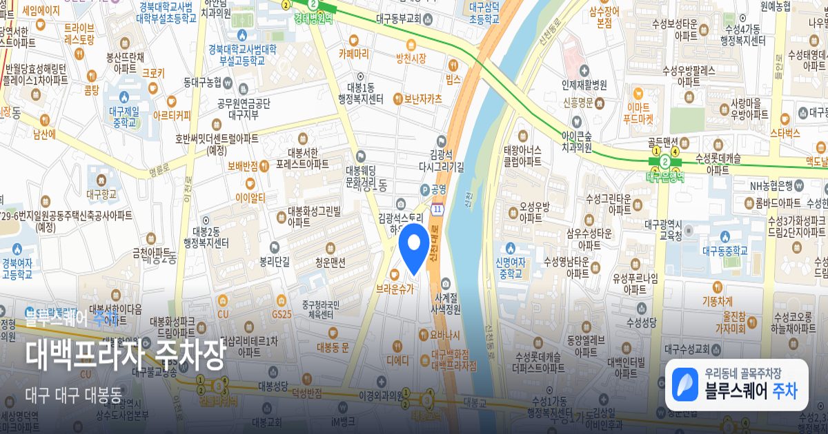 대백프라자 주차장 위치 지도