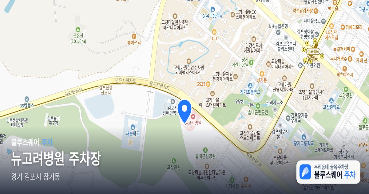 뉴고려병원 주차장 위치 지도