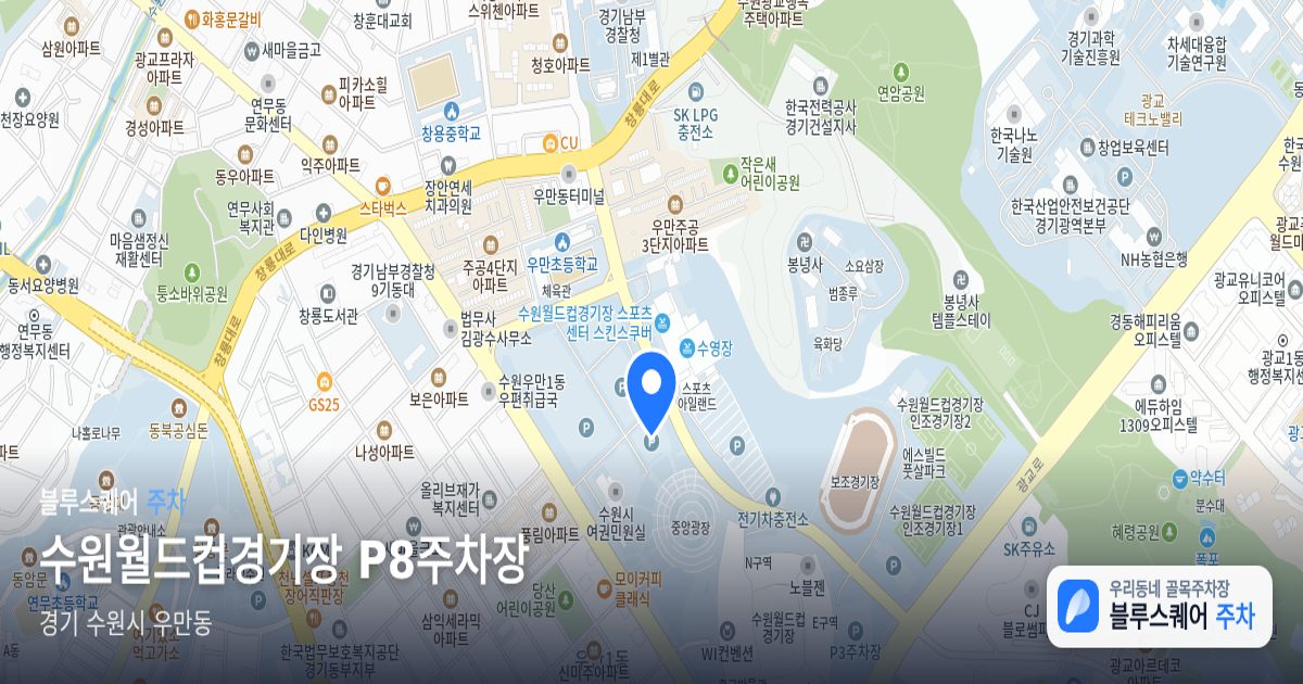 수원월드컵경기장 P8주차장 위치 지도