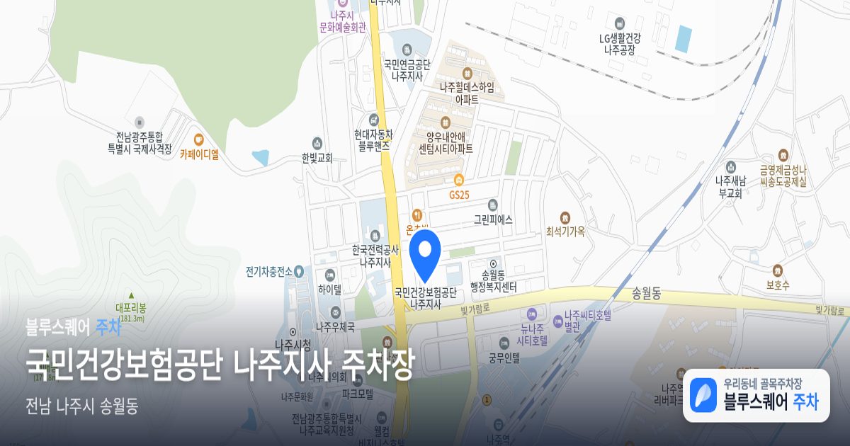 국민건강보험공단 나주지사 주차장 위치 지도