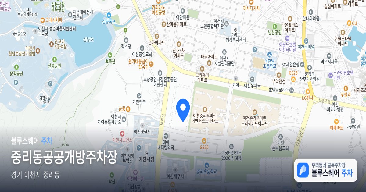 중리동공공개방주차장 위치 지도