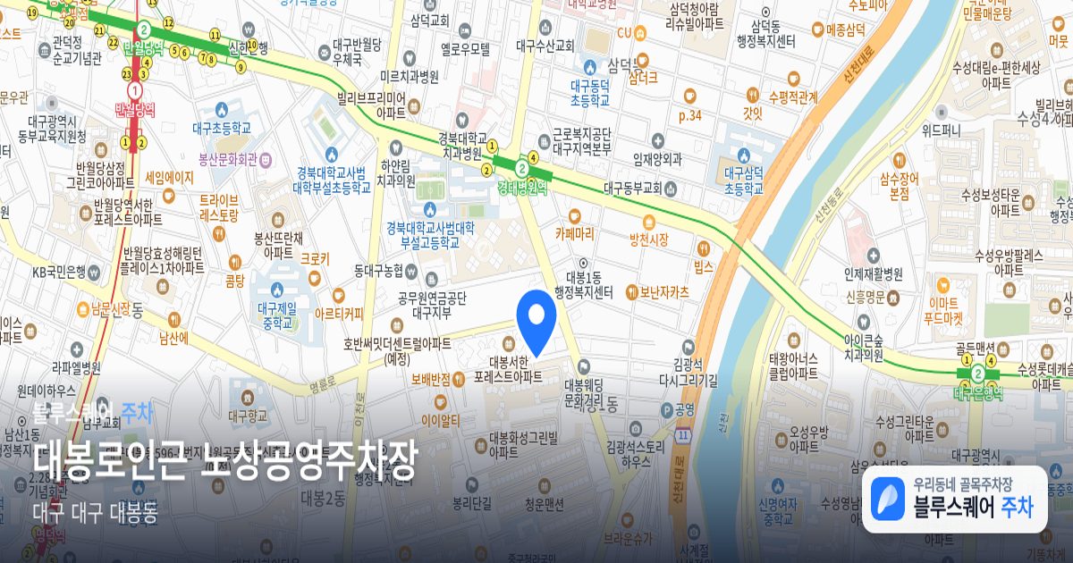 대봉로인근 노상공영주차장 위치 지도