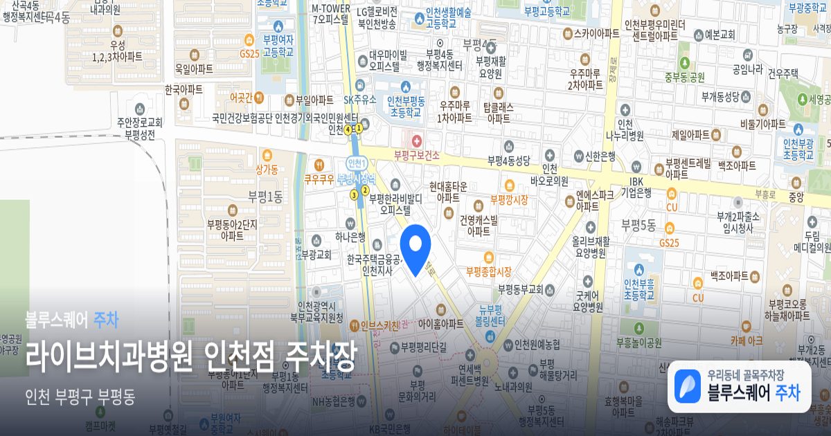 라이브치과병원 인천점 주차장 위치 지도