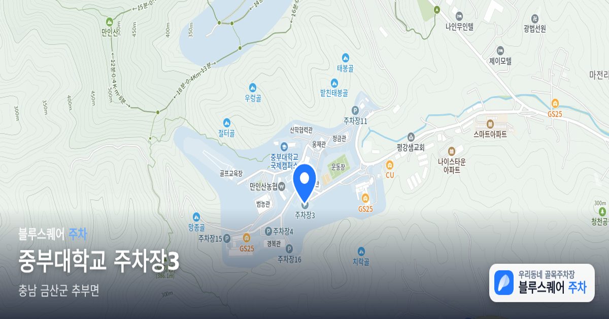 중부대학교 주차장3 위치 지도