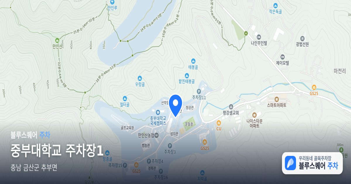 중부대학교 주차장1 위치 지도