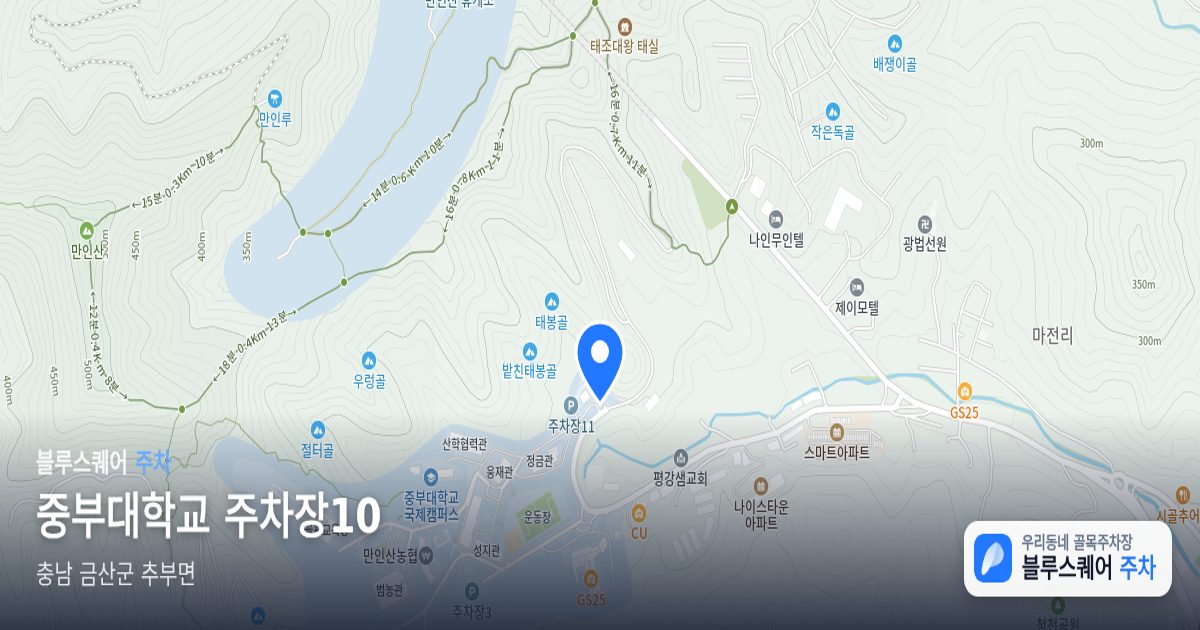 중부대학교 주차장10 위치 지도