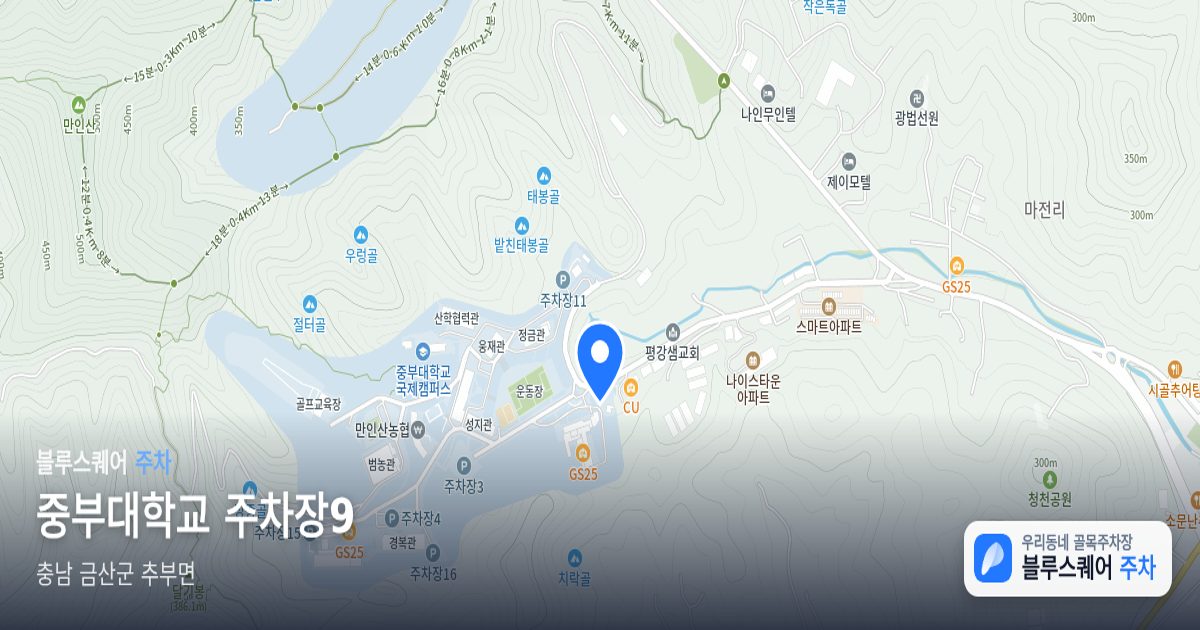중부대학교 주차장9 위치 지도