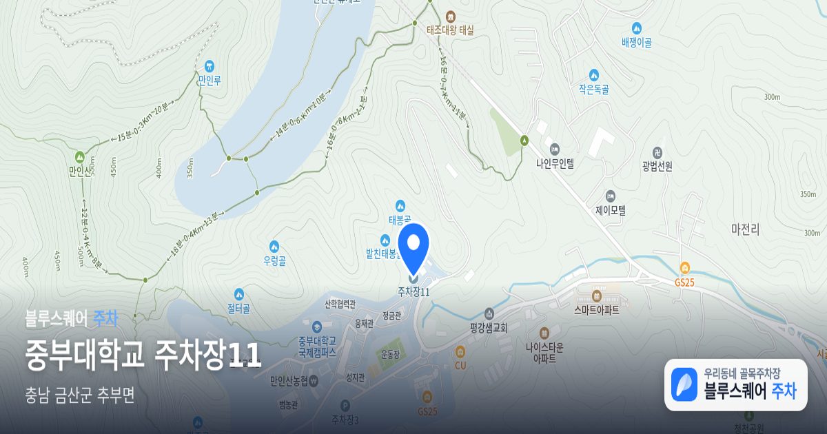 중부대학교 주차장11 위치 지도