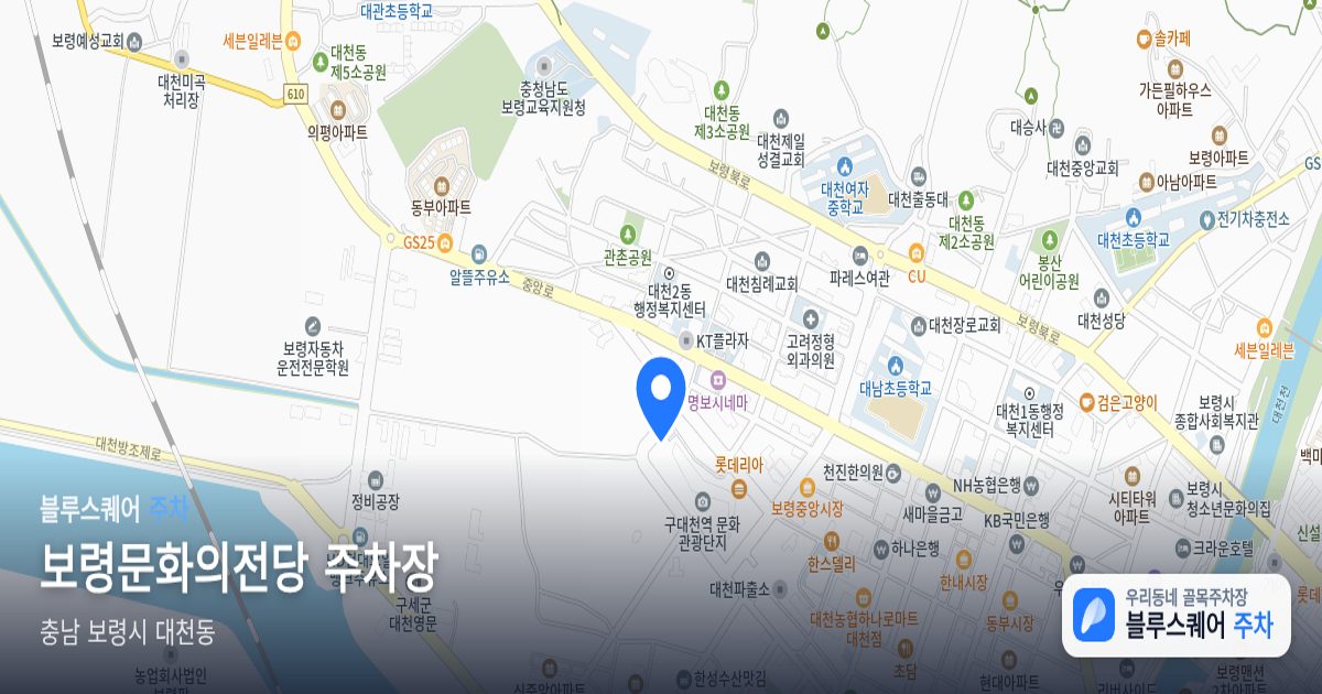 보령문화의전당 주차장 위치 지도