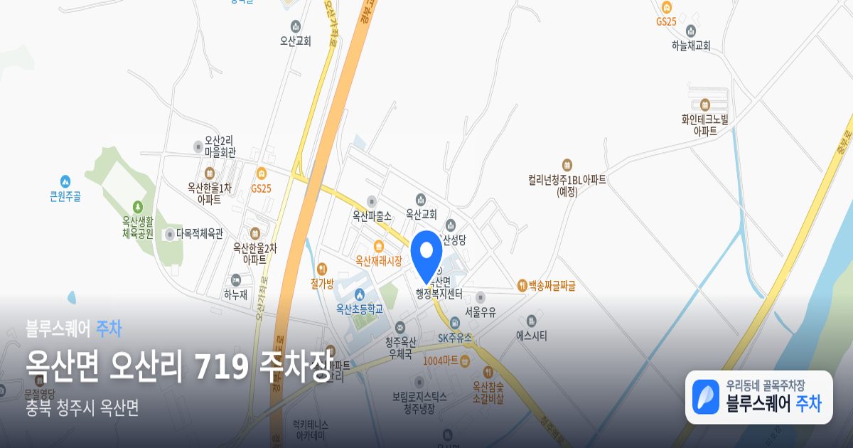 옥산면 오산리 719 주차장 위치 지도