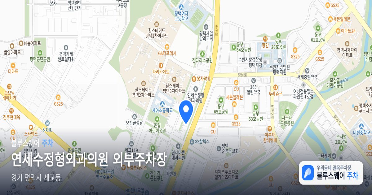 연세수정형외과의원 외부주차장 위치 지도