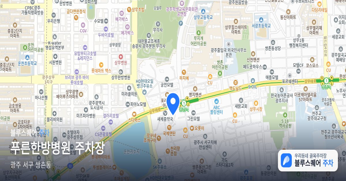 푸른한방병원 주차장 위치 지도