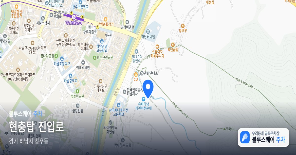 현충탑 진입로 위치 지도