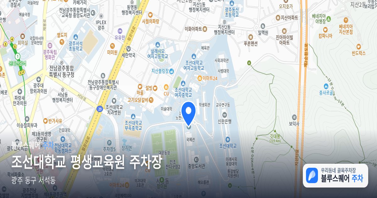 조선대학교 평생교육원 주차장 위치 지도