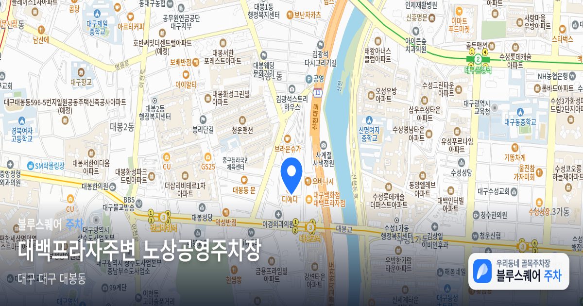 대백프라자주변 노상공영주차장 위치 지도