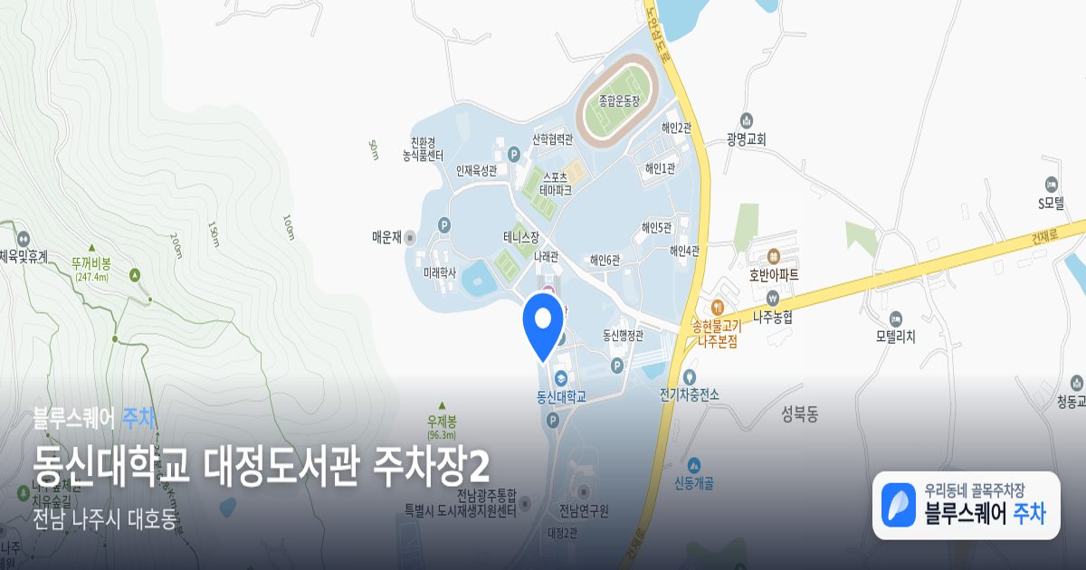 동신대학교 대정도서관 주차장2 위치 지도