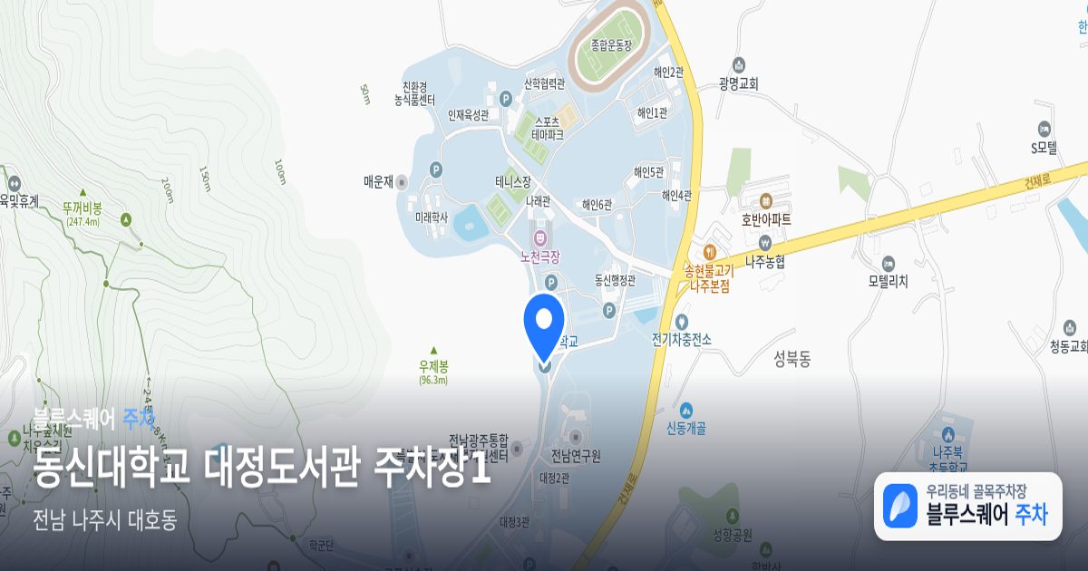 동신대학교 대정도서관 주차장1 위치 지도