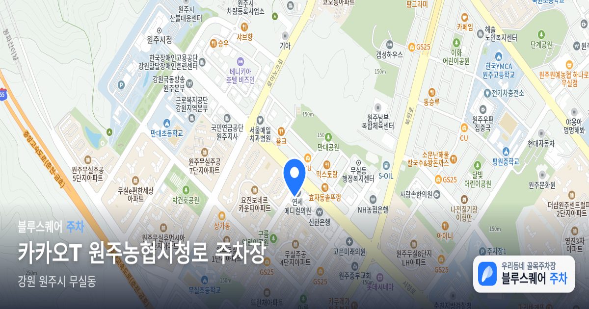 카카오T 원주농협시청로 주차장 위치 지도
