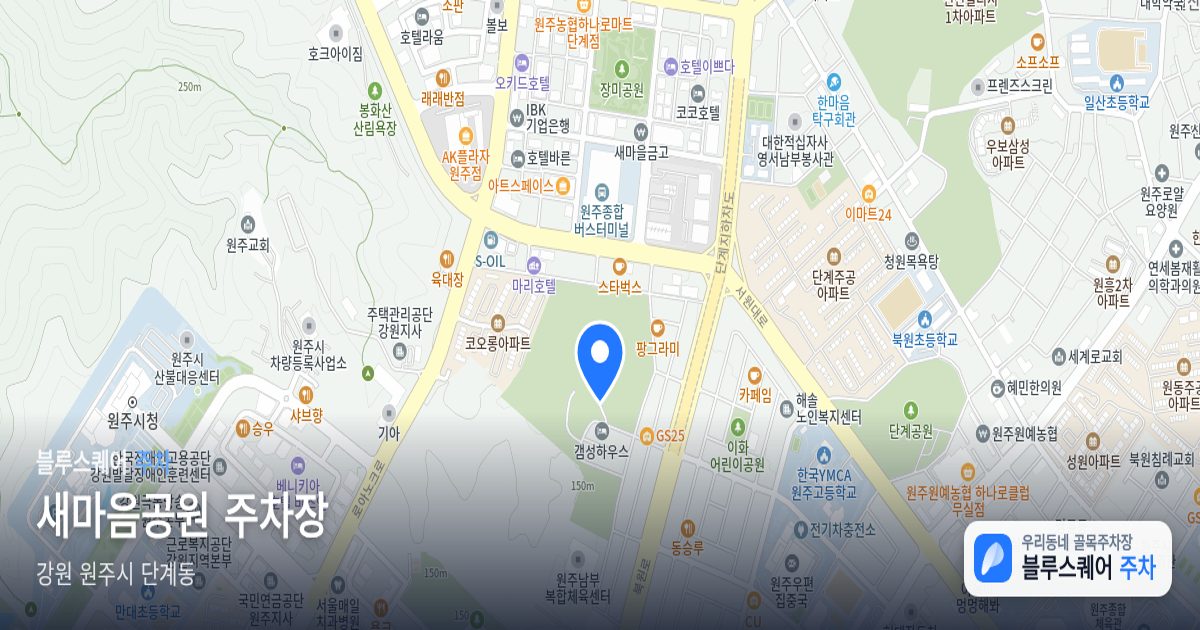 새마음공원 주차장 위치 지도