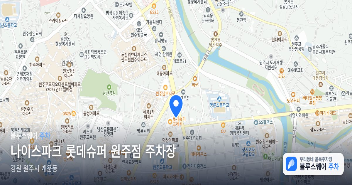 나이스파크 롯데슈퍼 원주점 주차장 위치 지도