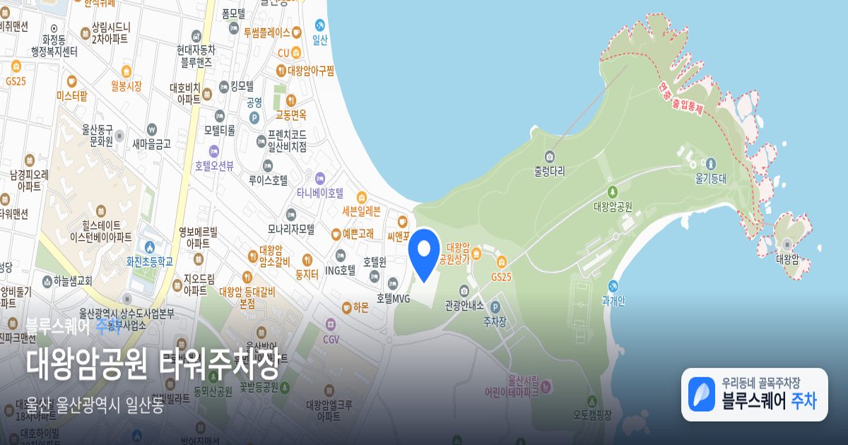 대왕암공원 타워주차장 위치 지도