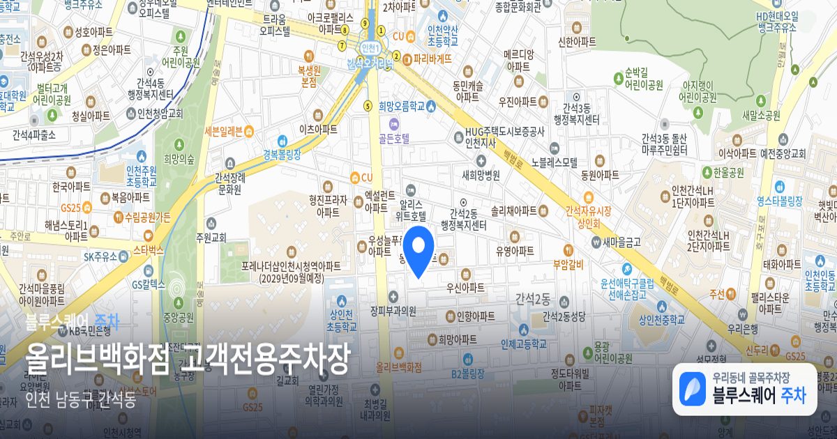 올리브백화점 고객전용주차장 위치 지도
