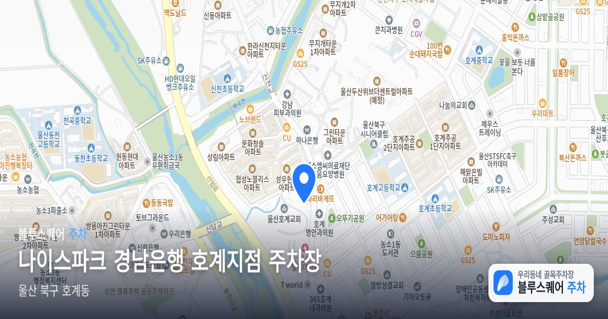 나이스파크 경남은행 호계지점 주차장 위치 지도