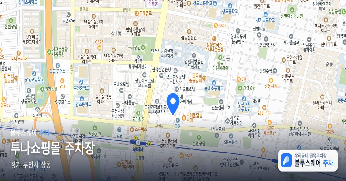 투나쇼핑몰 주차장 위치 지도