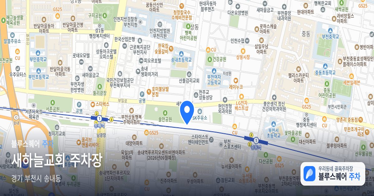 새하늘교회 주차장 위치 지도