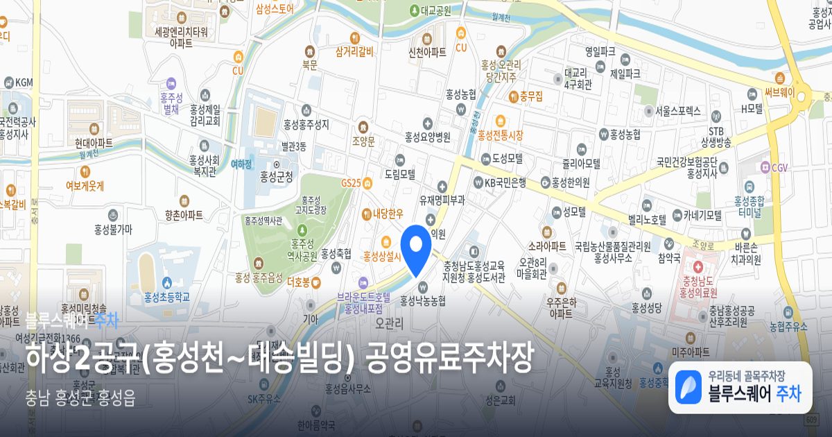 하상2공구(홍성천~대승빌딩) 공영유료주차장 위치 지도