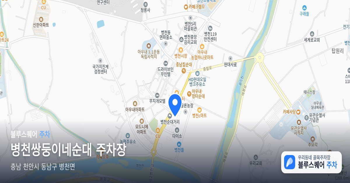 병천쌍둥이네순대 주차장 위치 지도