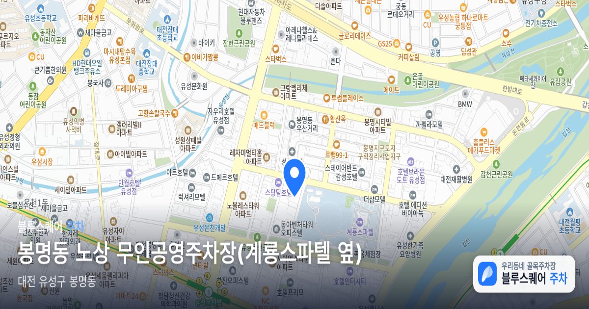 봉명동 노상 무인공영주차장(계룡스파텔 옆) 위치 지도
