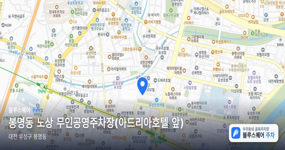 봉명동 노상 무인공영주차장(아드리아호텔 앞) 위치 지도