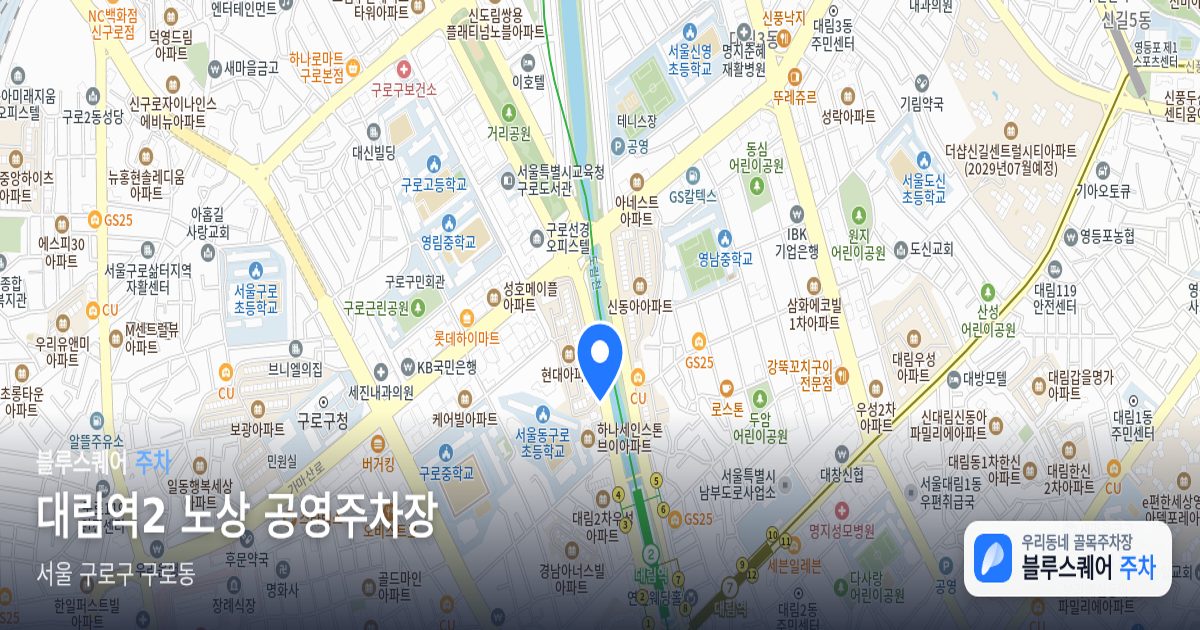 대림역2 노상 공영주차장 위치 지도