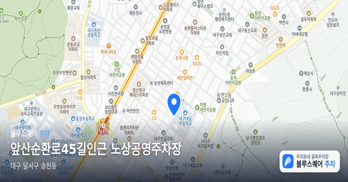 앞산순환로45길인근 노상공영주차장 위치 지도
