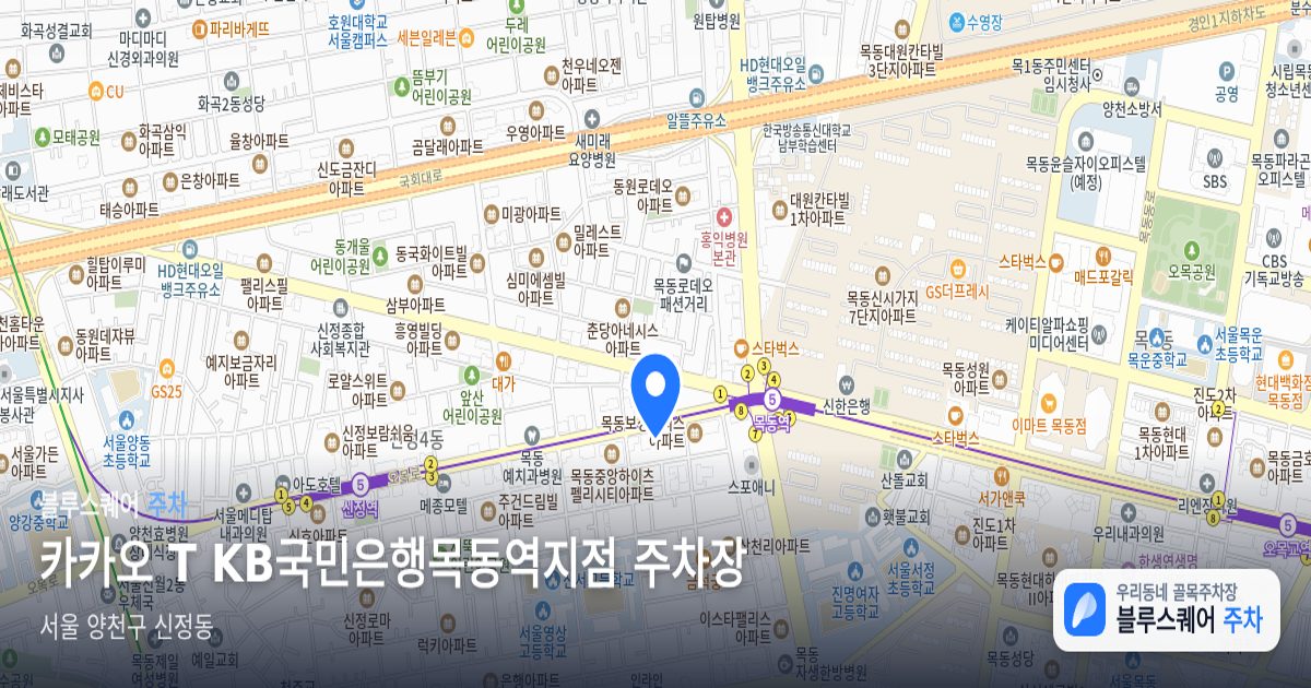 카카오 T KB국민은행목동역지점 주차장 위치 지도
