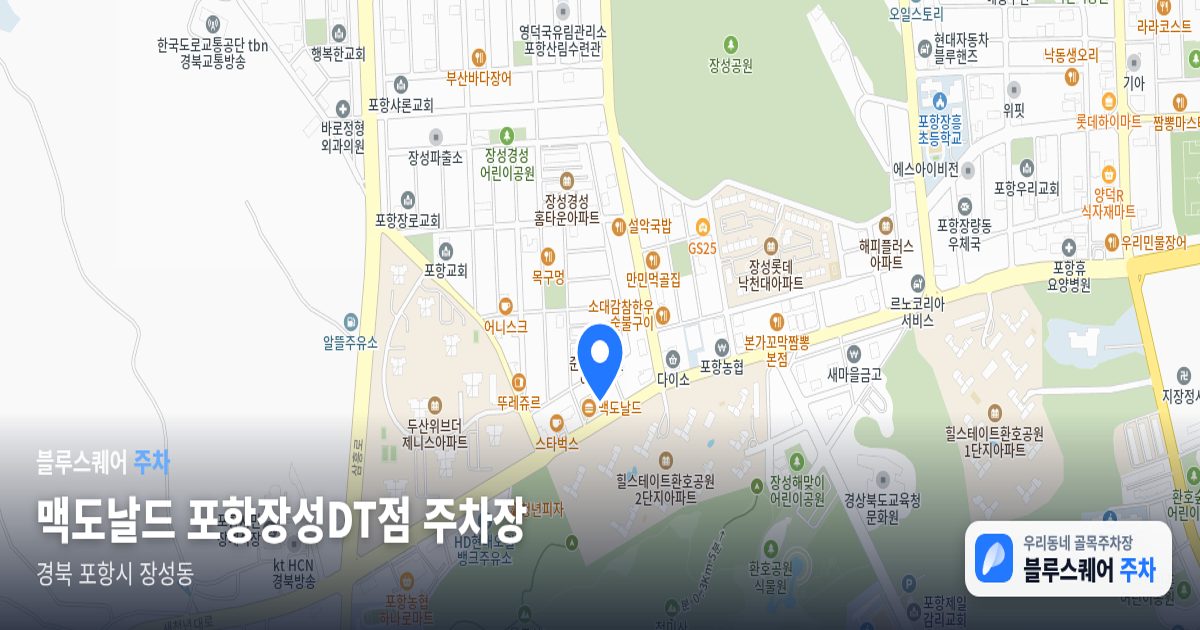 맥도날드 포항장성DT점 주차장 위치 지도