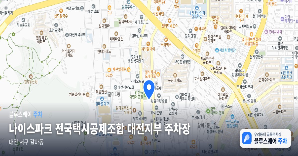 나이스파크 전국택시공제조합 대전지부 주차장 위치 지도