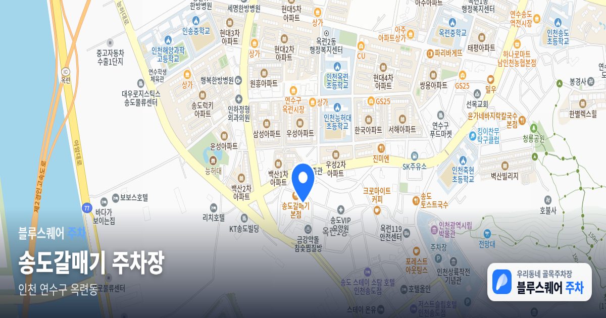 송도갈매기 주차장 위치 지도