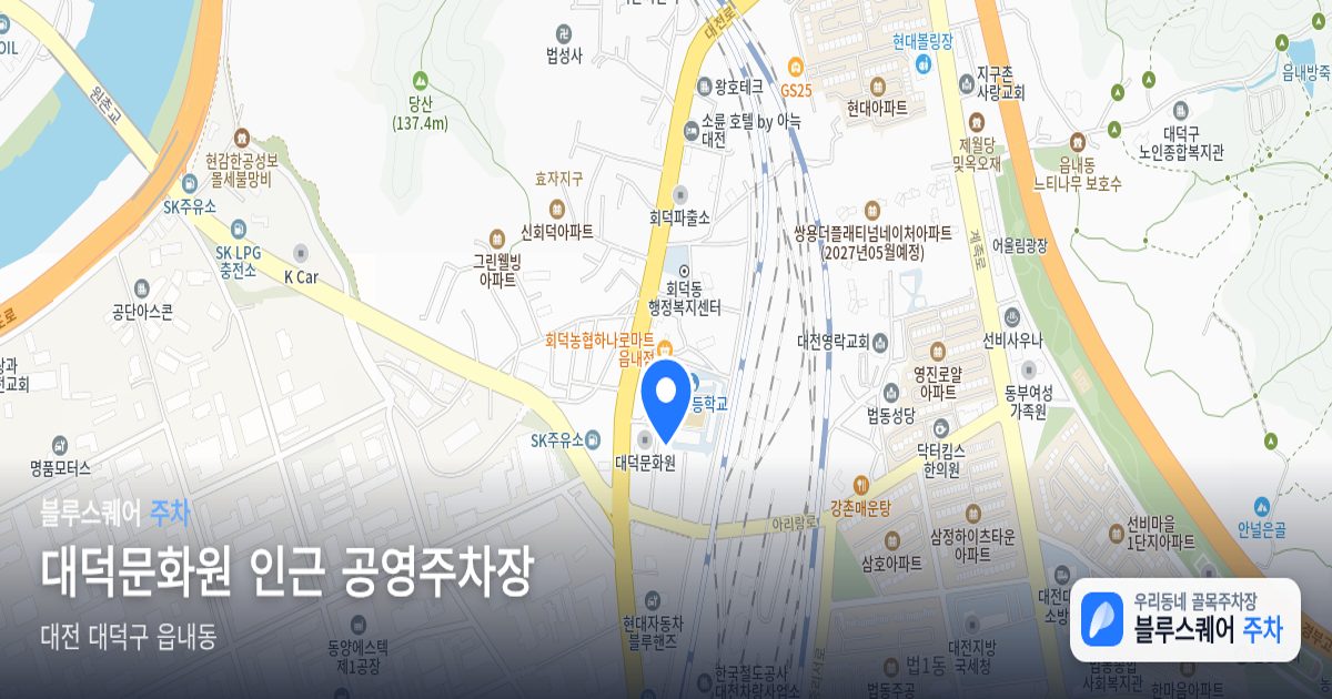 대덕문화원 인근 공영주차장 위치 지도