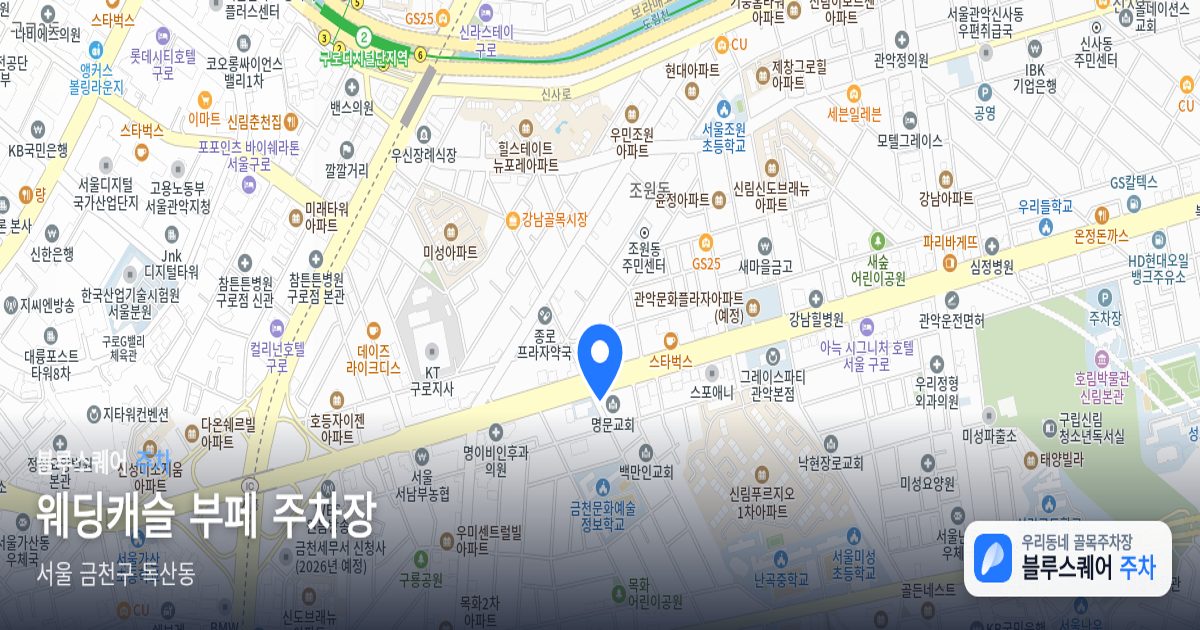 웨딩캐슬 부페 주차장 위치 지도