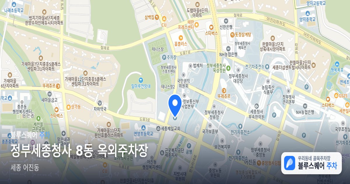 정부세종청사 8동 옥외주차장 위치 지도
