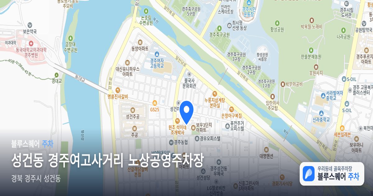 성건동 경주여고사거리 노상공영주차장 위치 지도