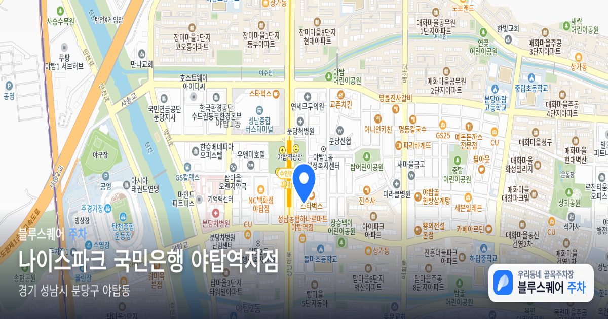 나이스파크 국민은행 야탑역지점 위치 지도