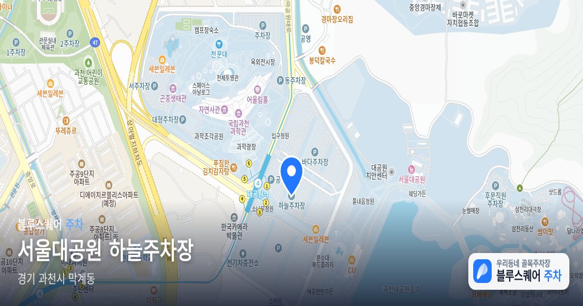 서울대공원 하늘주차장 위치 지도