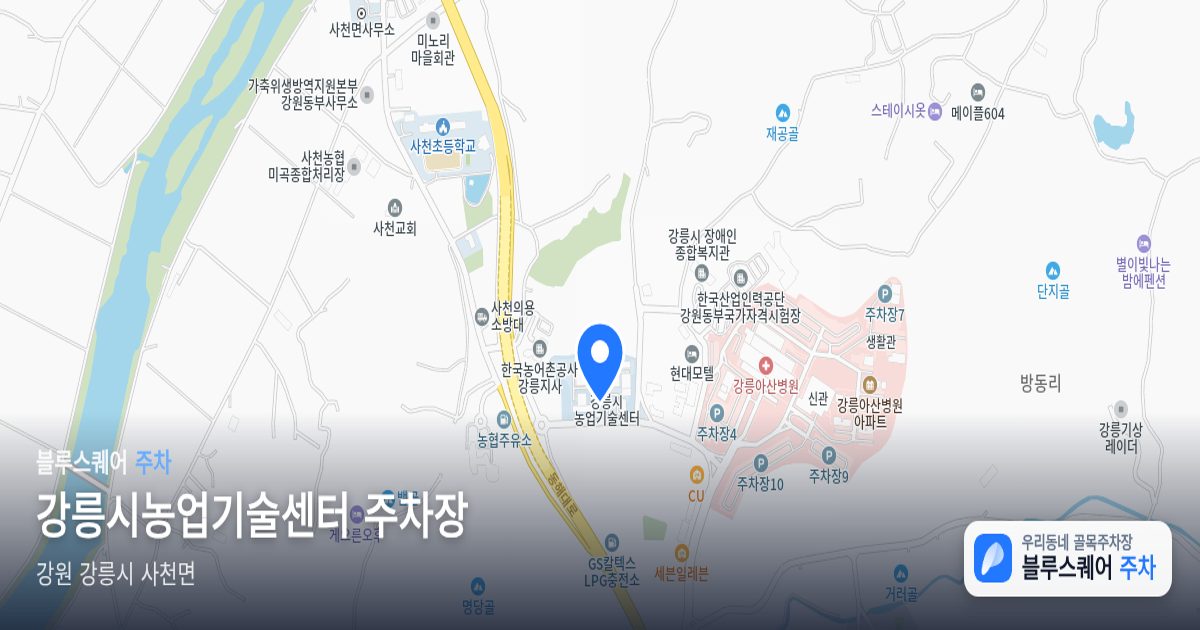 강릉시농업기술센터 주차장 위치 지도